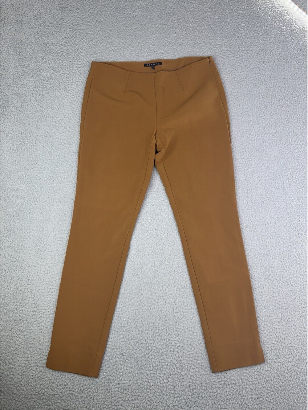 Theory Slim Ponte Ankle Pants Womens 6 Caramel Brown Mid Rise Tapered Leg